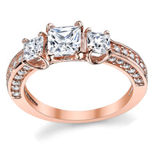 Women's Rose Plated Princess Cut CZ 