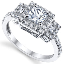 Women's .75 Carat Princess Cut Micro Pave Sterling Silver wedding  Engagement Ring Cubic Zirconia