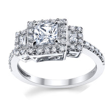 Women's .75 Carat Princess Cut Micro Pave Sterling Silver wedding  Engagement Ring Cubic Zirconia