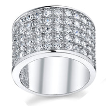 David Beckham Sterling Silver 4Ct. Men's Cubic Zirconia CZ Band Ring 15 MM Sizes 8 to 13