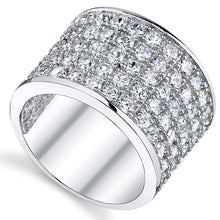 David Beckham Sterling Silver 4Ct. Men's Cubic Zirconia CZ Band Ring 15 MM Sizes 8 to 13