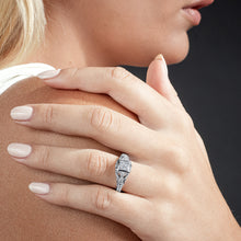 Women's Carved Sterling Silver Vintage Cubic Zirconia Bridal Engagement Ring Sizes 5-9