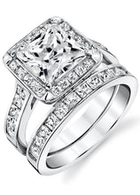 Women's Sterling Silver 925 Bridal Set Engagement Ring 2.5Ct Cubic Zirconia 5-9