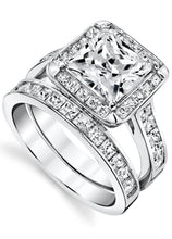 Women's Sterling Silver 925 Bridal Set Engagement Ring 2.5Ct Cubic Zirconia 5-9