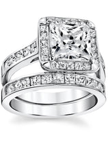 Women's Sterling Silver 925 Bridal Set Engagement Ring 2.5Ct Cubic Zirconia 5-9