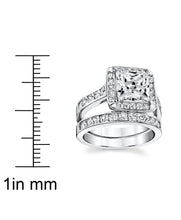 Women's Sterling Silver 925 Bridal Set Engagement Ring 2.5Ct Cubic Zirconia 5-9