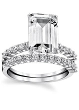 Women's Sterling Silver 925 Bridal Set Engagement Rings 4.5 Ct Emerald Cubic Zirconia 5-9