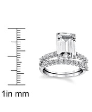 Women's Sterling Silver 925 Bridal Set Engagement Rings 4.5 Ct Emerald Cubic Zirconia 5-9