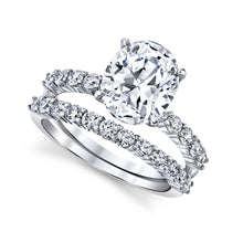 Women's Sterling Silver 925 Bridal Set Engagement Rings 2 Ct Oval Cubic Zirconia 5-9
