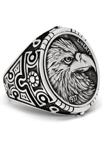 Men's American Eagle Coined Signet Ring 1937 Liberty Sterling Silver 925 25MM