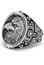 Men's American Eagle Coined Signet Ring 1937 Liberty Sterling Silver 925 25MM