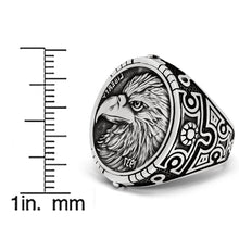 Men's American Eagle Coined Signet Ring 1937 Liberty Sterling Silver 925 25MM