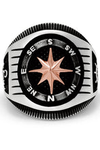 Men's Nautical Compass Sailing Ring 925 Sterling Silver Black Helm Anchor 23MM