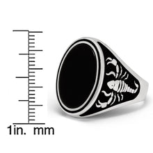 Men's Scorpio Zodiac Sign Ring 925 Sterling Silver Black Onyx Stone Oval 25MM