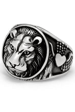 Men's Lion Head Ring Sterling Silver 925 Animal Kingdom 19MM