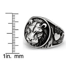 Men's Lion Head Ring Sterling Silver 925 Animal Kingdom 19MM