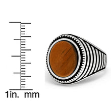 Men's Tiger Eye Sterling Silver Ring Oval Shaped Signet 17MM