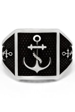 Men's Vintage Nautical Anchor Sailing Ring Sterling Silver 925 Black 16MM