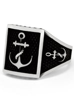 Men's Vintage Nautical Anchor Sailing Ring Sterling Silver 925 Black 16MM
