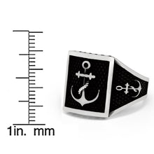 Men's Vintage Nautical Anchor Sailing Ring Sterling Silver 925 Black 16MM