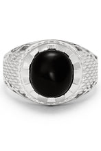 Men's Black Cabochon Onyx Sterling Silver 925 Ring 16MM