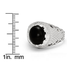 Men's Black Cabochon Onyx Sterling Silver 925 Ring 16MM