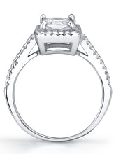 Women's Sterling Silver 925 1ct. Engagement Wedding Ring Radiant-Cut Cubic Zirconia Halo