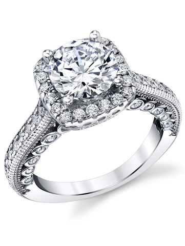 Sterling Silver Solitaire Halo Wedding Ring - .925 Silver With White CZ, Sizes 5-10