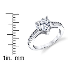 Womens Sterling Silver 925 1.25ct Engagement Wedding Ring Heart Shape Cubic Zirconia