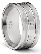 Sterling Silver 925 Ring Milgrain Wedding Band Grooved Comfort-Fit 9MM