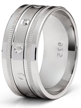 Sterling Silver 925 Ring Milgrain Wedding Band Grooved Comfort-Fit 9MM