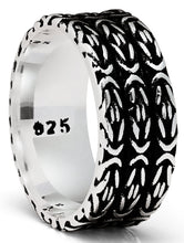 Men's Sterling Silver 925 Ring Oxidized Byzantine Wedding Band Comfort-Fit 9MM