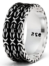 Men's Sterling Silver 925 Ring Oxidized Byzantine Wedding Band Comfort-Fit 9MM