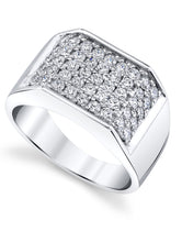 Mens Sterling Silver 925 Wedding Band Engagement Ring Cubic Zirconia CZ 12MM