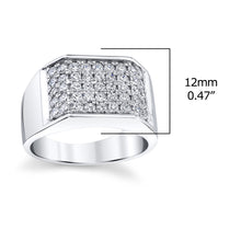 Mens Sterling Silver 925 Wedding Band Engagement Ring Cubic Zirconia CZ 12MM