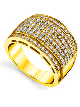 Men's 14K Gold over Sterling Silver 925 Micro-Pave Wedding Band Ring CZ 13.5MM