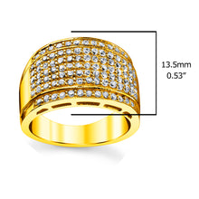 Men's 14K Gold over Sterling Silver 925 Micro-Pave Wedding Band Ring CZ 13.5MM