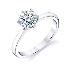 1 Carat Round Brilliant Moissanite Sterling Silver 925 6 Prong cathedral Engagement ring Rhodium plated