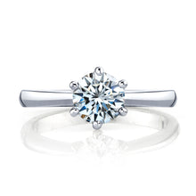 1 Carat Round Brilliant Moissanite Sterling Silver 925 6 Prong cathedral Engagement ring Rhodium plated