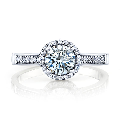 1 Carat Round Brilliant Moissanite Sterling Silver 925 Halo Engagement Ring