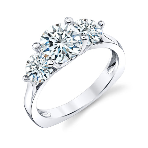 2.25 Carat Round Brilliant Moissanite Past, Present, Future 925 Sterling Silver Engagement Ring