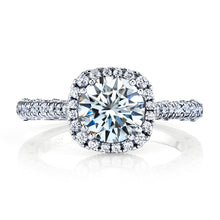 Vintage 2 Carat Round Brilliant Moissanite Halo Sterling Silver Engagement Ring