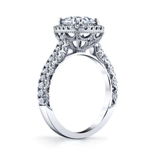 Vintage 2 Carat Round Brilliant Moissanite Halo Sterling Silver Engagement Ring