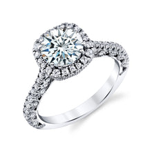 Vintage 2 Carat Round Brilliant Moissanite Halo Sterling Silver Engagement Ring