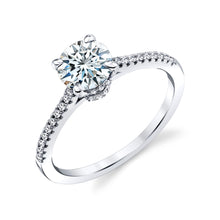 1 Carat Round Brilliant Moissanite Engagement Ring, Rhodium over Sterling Silver 925