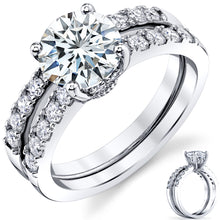 2.25Ct Round Moissanite 18K White Gold Over Silver Under Halo Bridal Set Wedding Engagement Ring Set