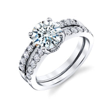 2.25Ct Round Moissanite 18K White Gold Over Silver Under Halo Bridal Set Wedding Engagement Ring Set