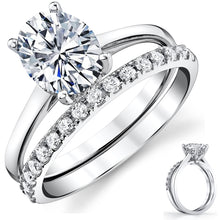 2.5 Carat Oval Moissanite Bridal Set Engagement Wedding Ring 18K White Gold Over Silver 9MM