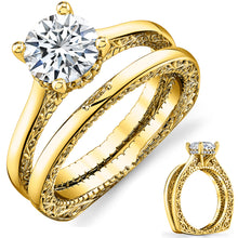 1.6Ct Moissanite Engagement Bridal Set Carved Scrolls Halo Wedding Ring 18K Gold Silver