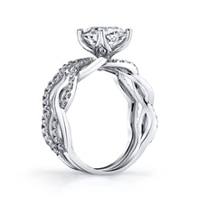 2Ct. Cushion Cut Moissanite Engagement Bridal Set Tulip Basket Setting Contoured Infinity Twist Wedding 18K White Gold Over Silver